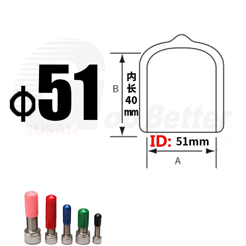 PVC End Caps for Screws, Bolts, Rods & Tubes – Thread Cover Protector, Cable Insulation Caps (1.3mm – 90mm, Black, 15-50mm Lengths)