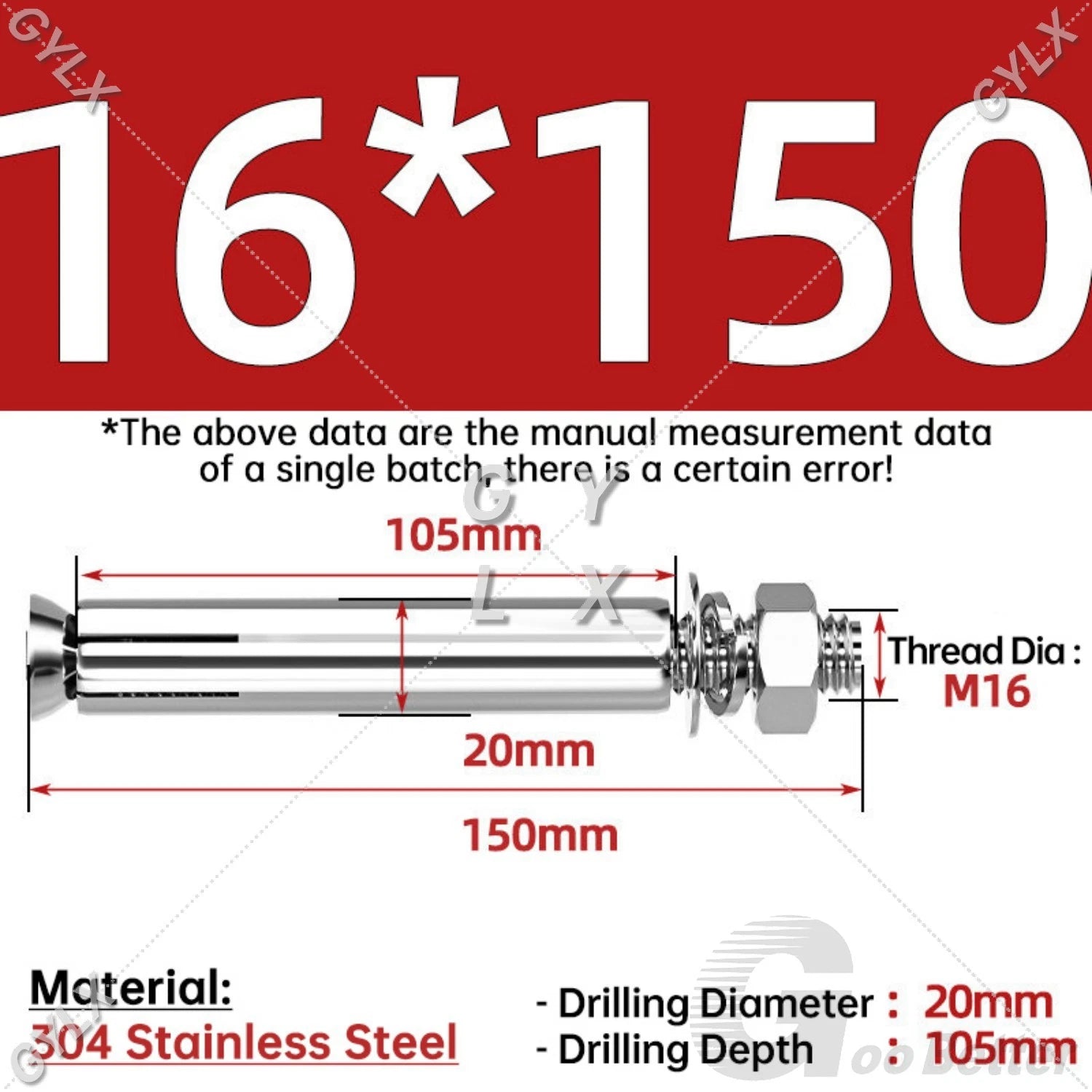 Concrete Expansion Bolts Wall Anchor Screws — M6 to M20 | Stainless Steel & Zinc Plated