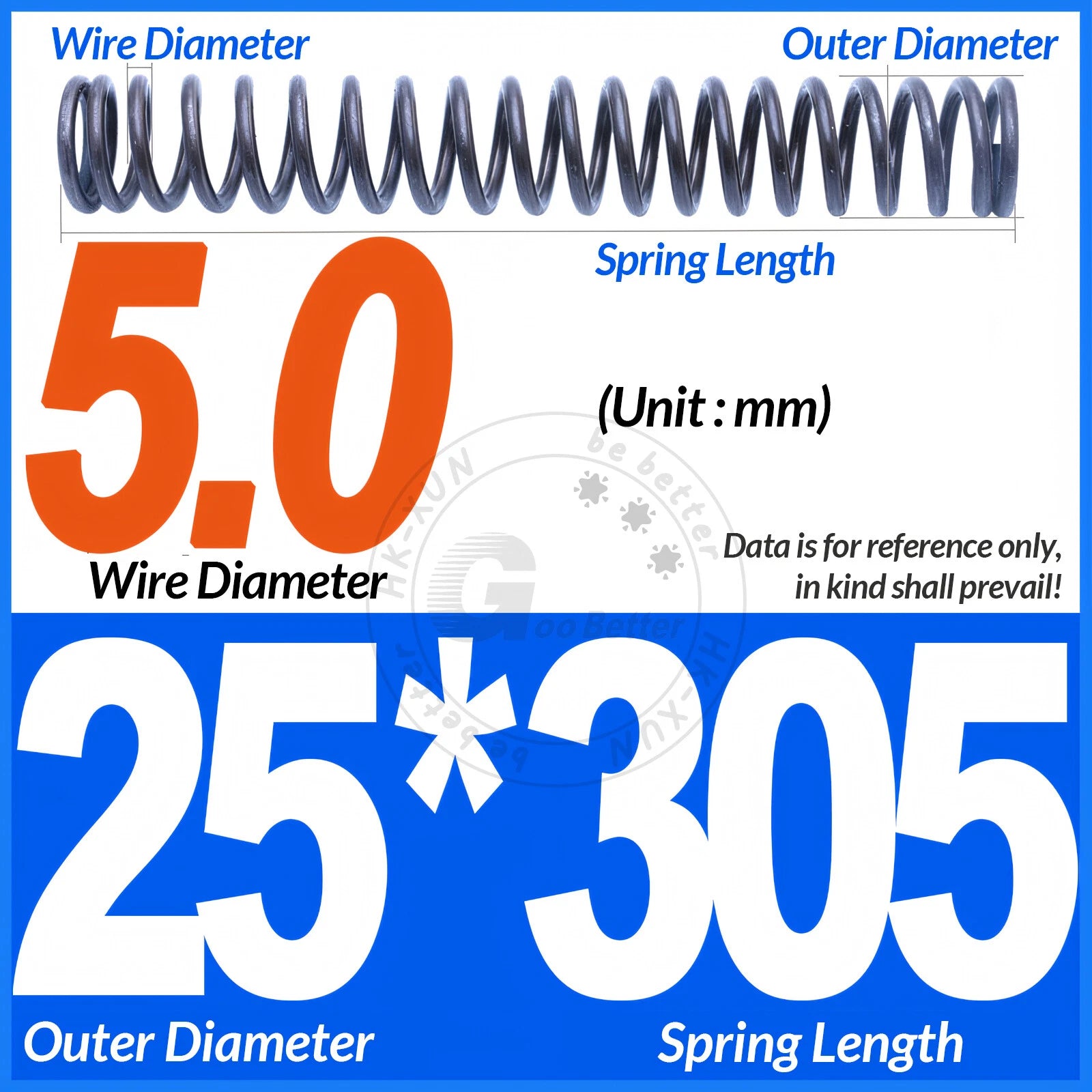 Length 305mm Compression Spring Pressure Springs OD 3-60mm Wire Dia 0.3mm-6.0mm