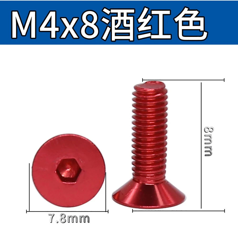 M3.5 / M4 Countersunk Hex Socket Screws — Anodized Aluminum Alloy, 10 Colors