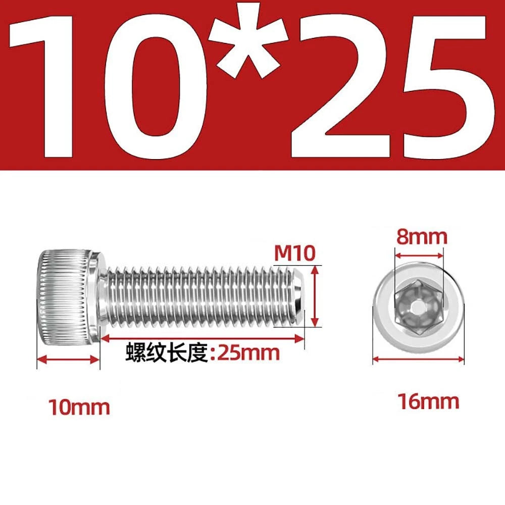 Socket Head Cap Screws – A2 Stainless Steel, M6 to M24, Hex Drive (DIN 912)
