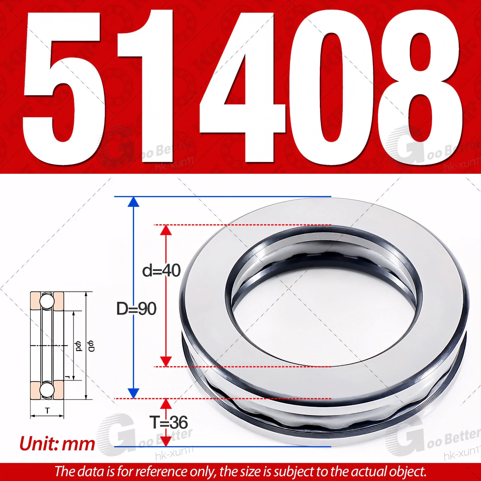 Plane Axial Ball Bearing Thrust Bearings F2-6M - F13-22M- 51100 - 51413 Series