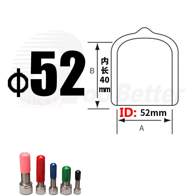 PVC End Caps for Screws, Bolts, Rods & Tubes – Thread Cover Protector, Cable Insulation Caps (1.3mm – 90mm, Black, 15-50mm Lengths)