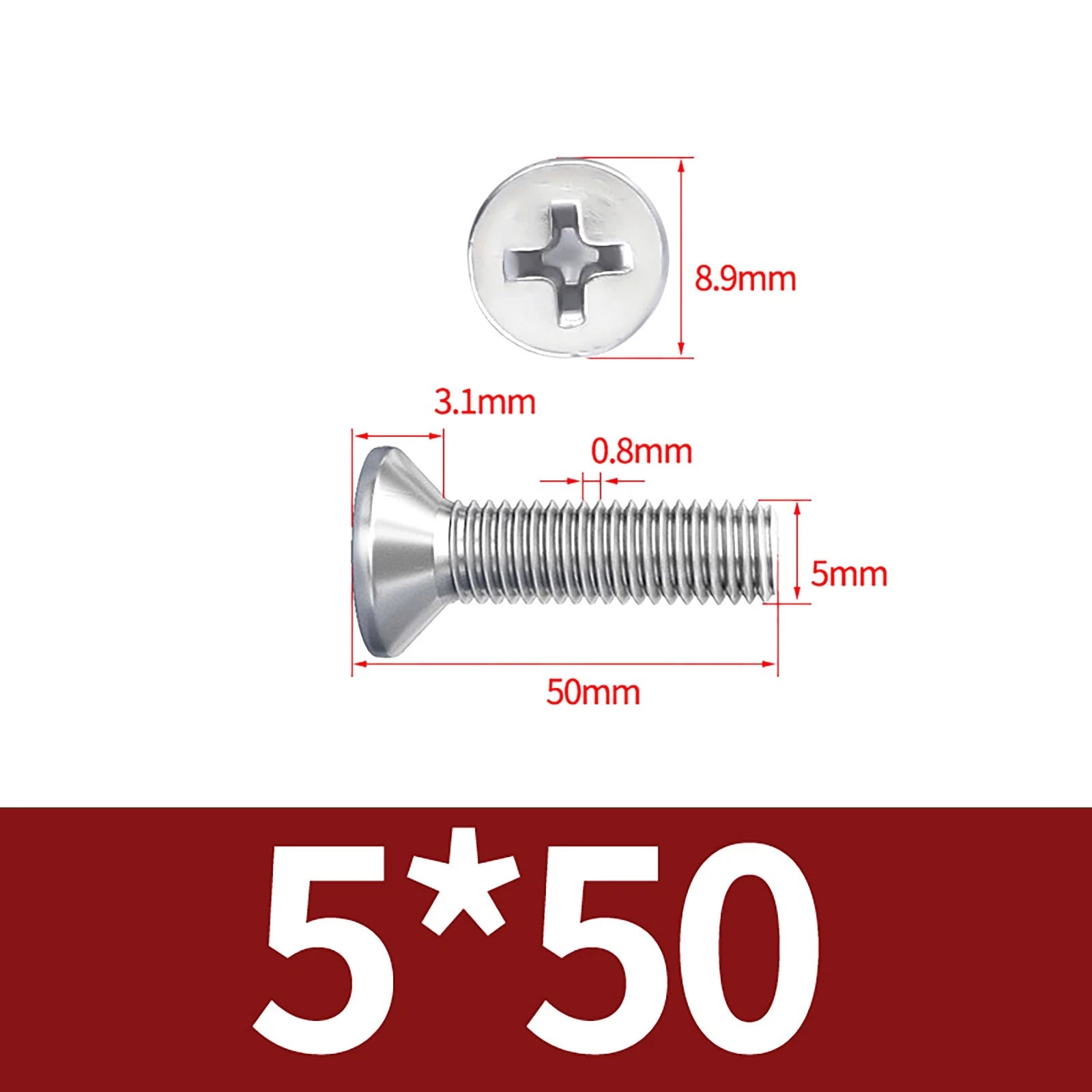 M3–M10 Phillips Countersunk Machine Screws – A2 Stainless Steel, Flat Head, Fully Threaded (3–100mm Overall Length)