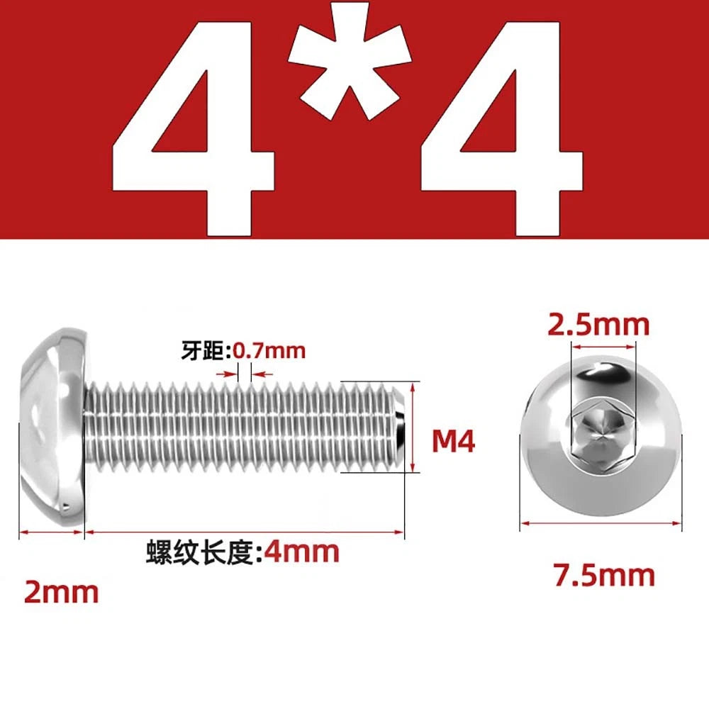 M1.6–M5 A2 Stainless Steel Button Head Socket Cap Screws – Round Pan Head, Hex Drive, Fully Threaded