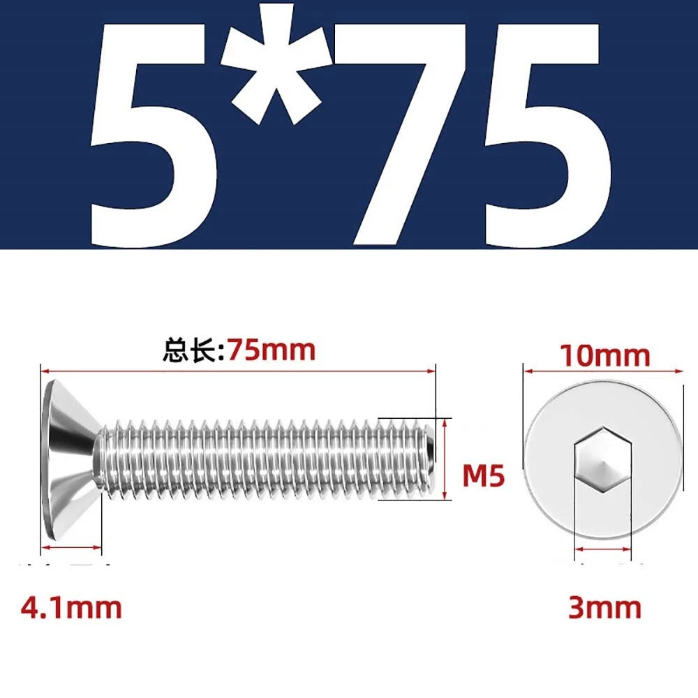A4 Stainless Steel Countersunk Hex Socket Screws – Marine Grade, M2 to M16 (DIN 7991)