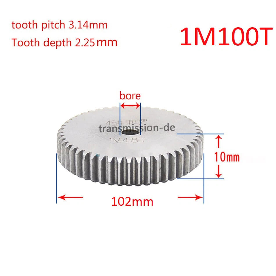 1 Mod 45# Steel Spur Gears Pinion Gear Thickness 10mm 12-160 Teeth For 3D CNC