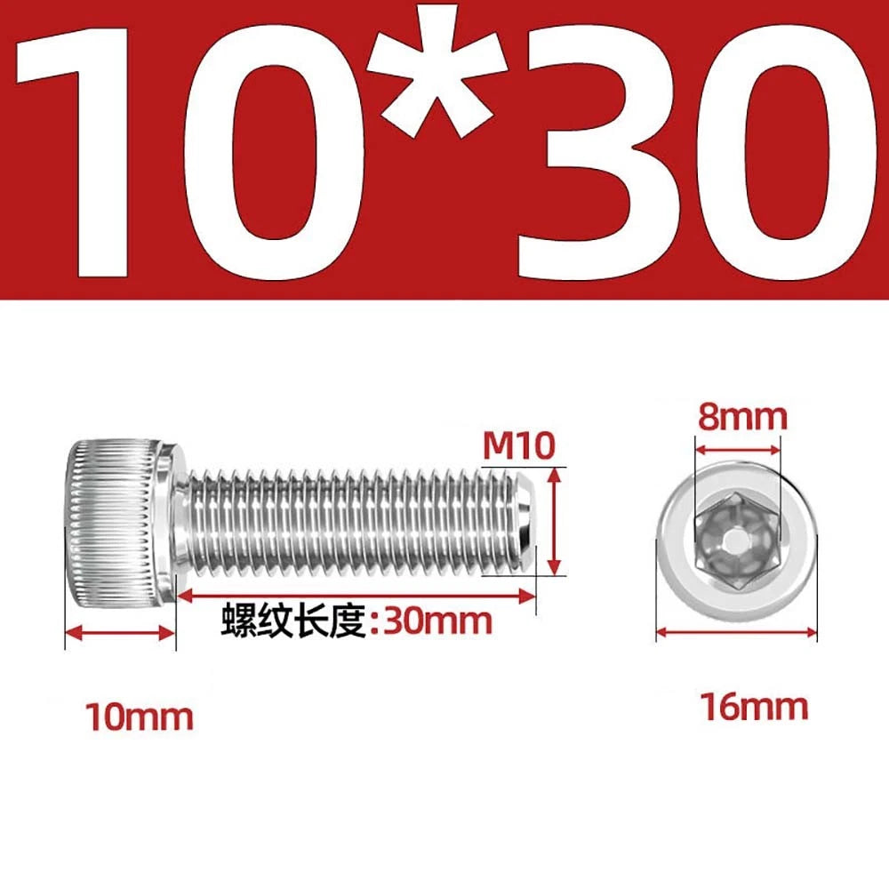 Socket Head Cap Screws – A2 Stainless Steel, M6 to M24, Hex Drive (DIN 912)