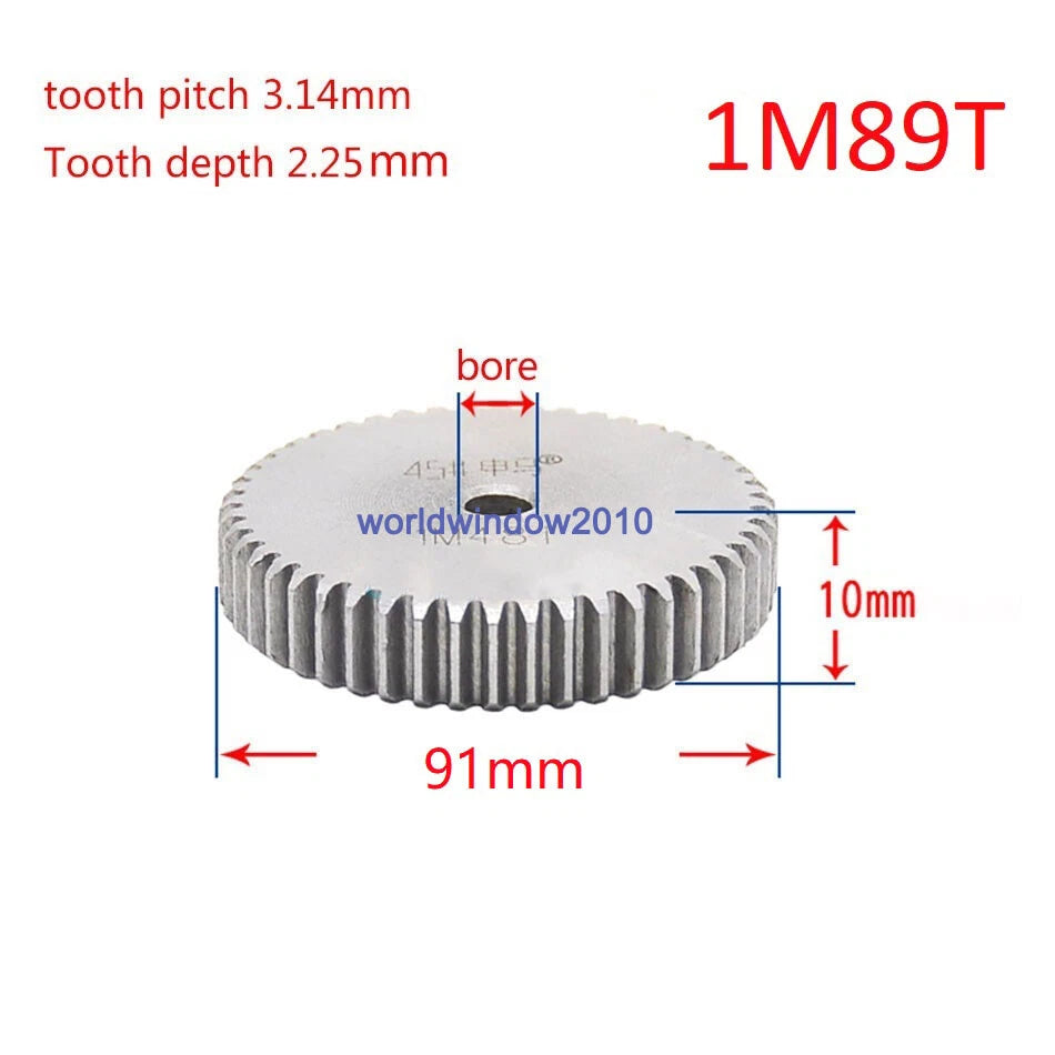 45# Steel Spur Gear 1M12T-1M100T Metal Mod 1 Pinion Gear 12-100 Tooth Moter Gear