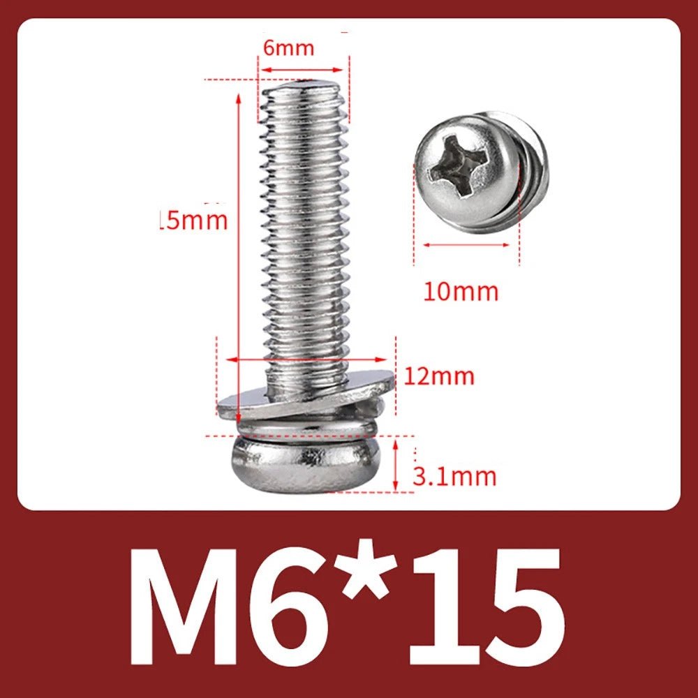 M2–M10 Phillips Button Head Machine Screws — 304 Stainless Steel - HomeDIYer