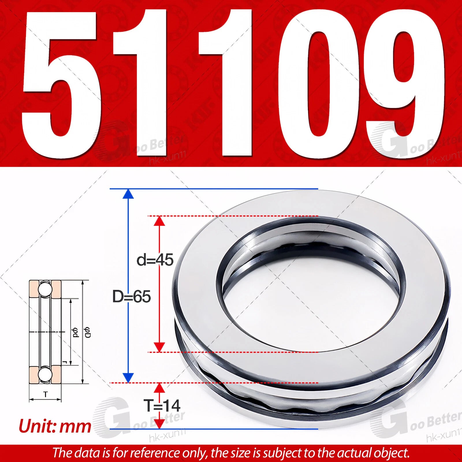 Plane Axial Ball Bearing Thrust Bearings F2-6M - F13-22M- 51100 - 51413 Series