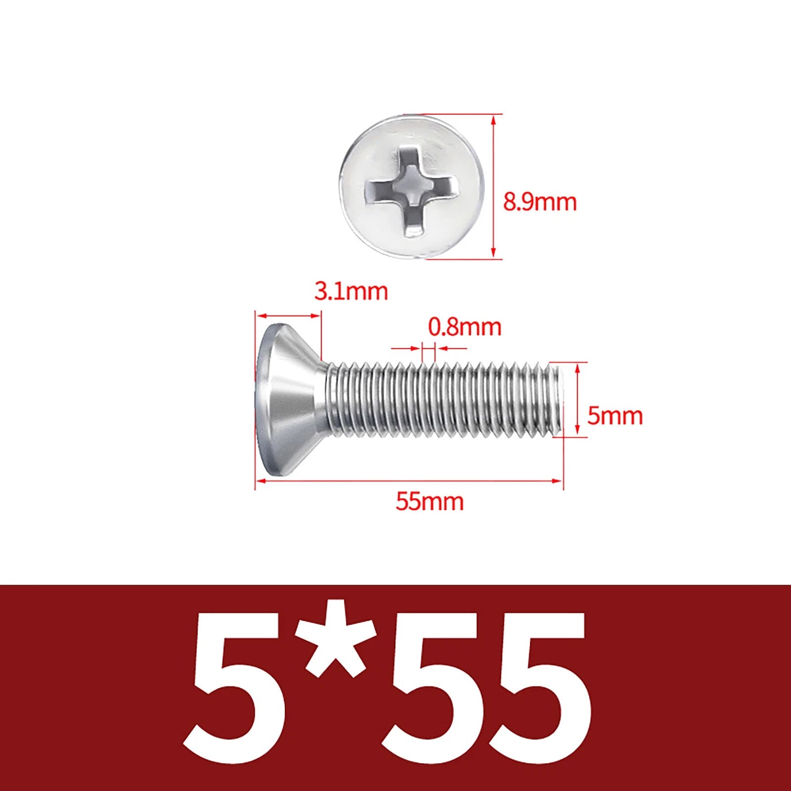M3–M10 Phillips Countersunk Machine Screws – A2 Stainless Steel, Flat Head, Fully Threaded (3–100mm Overall Length)