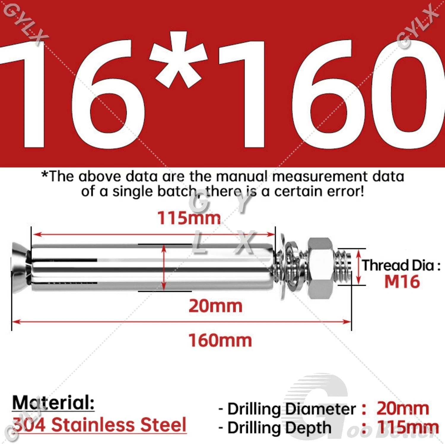 Concrete Expansion Bolts Wall Anchor Screws — M6 to M20 | Stainless Steel & Zinc Plated