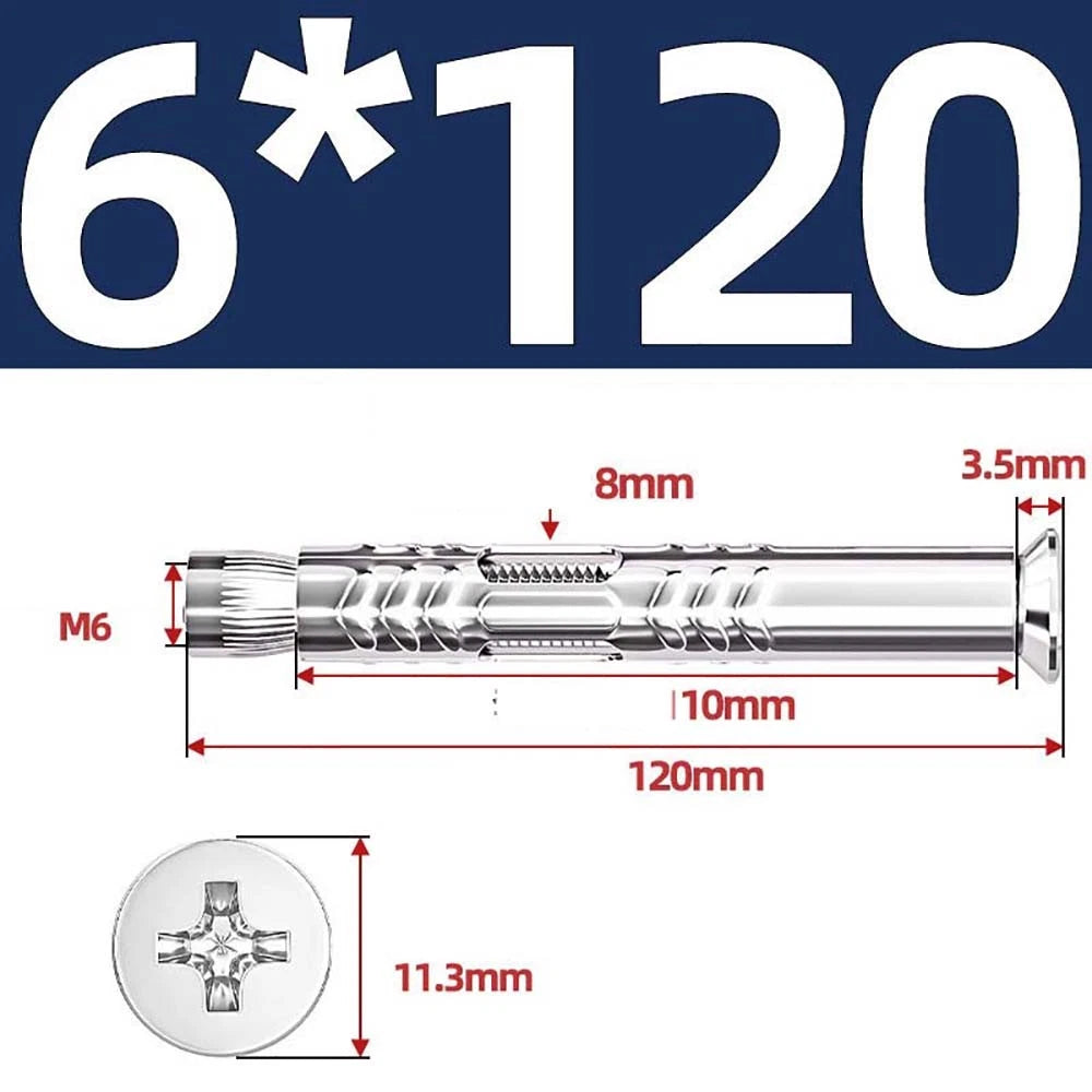 Sleeve Anchor Countersunk Phillips Expansion Bolts M6–M12 | 304/201 SS & Zinc