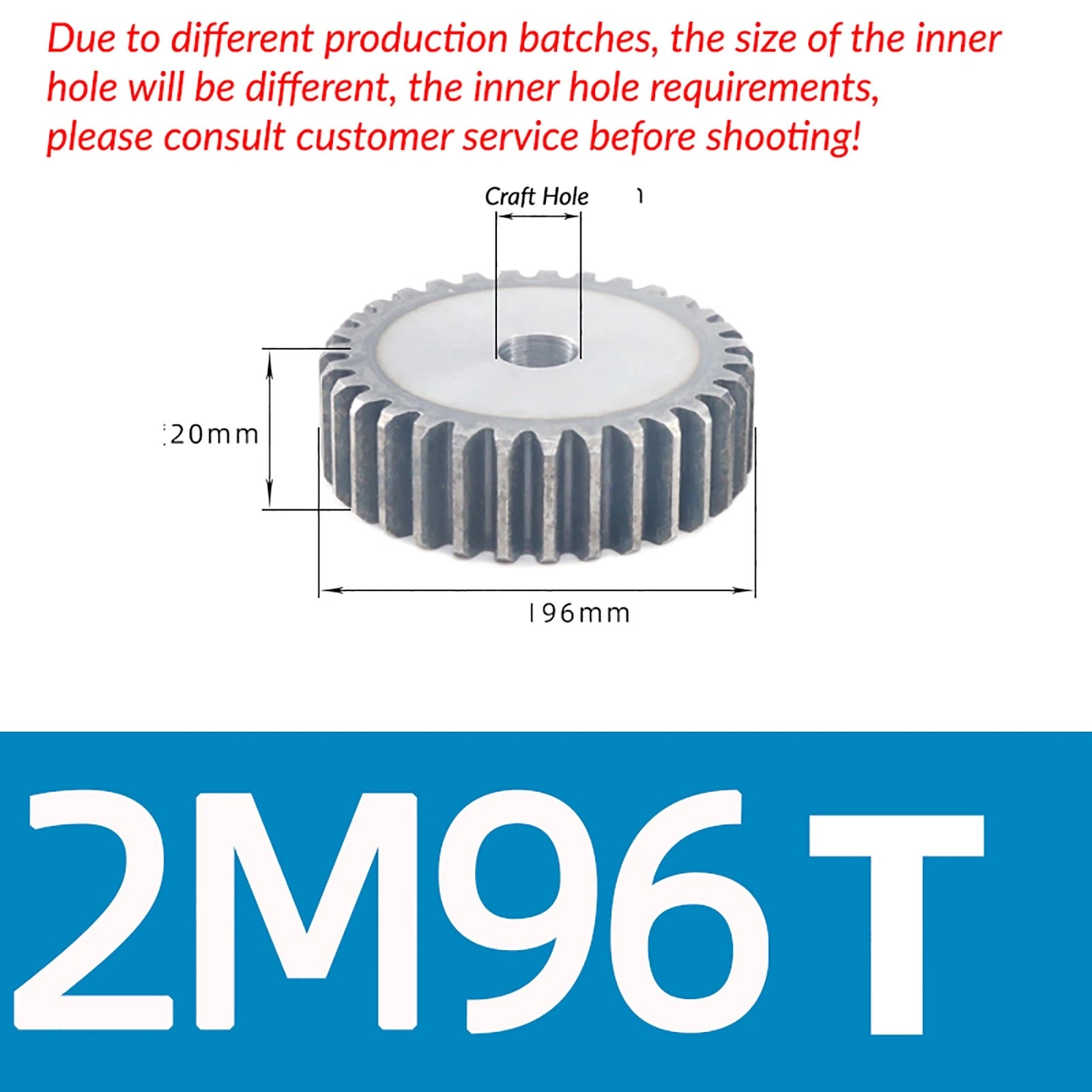 Mod 2 45# Steel Spur Gears Pinion Gear Thickn 20mm 10T - 100T Transmission Gear