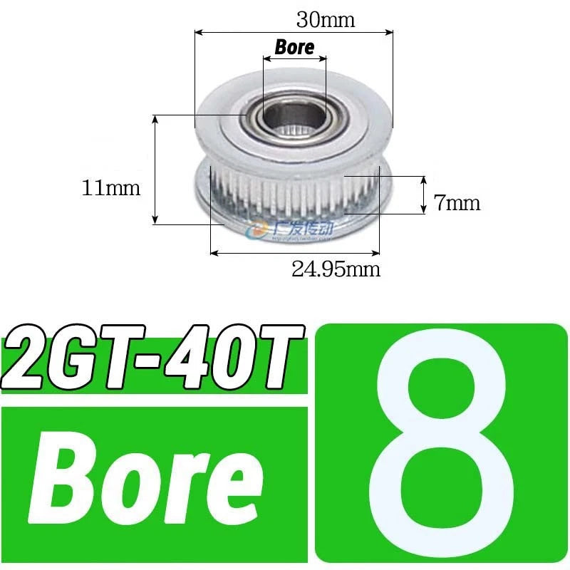 GT2 Timing Belt Pulley 16-100 Teeth 6-10mm Teeth Width Bore 3mm-25mm For 3D