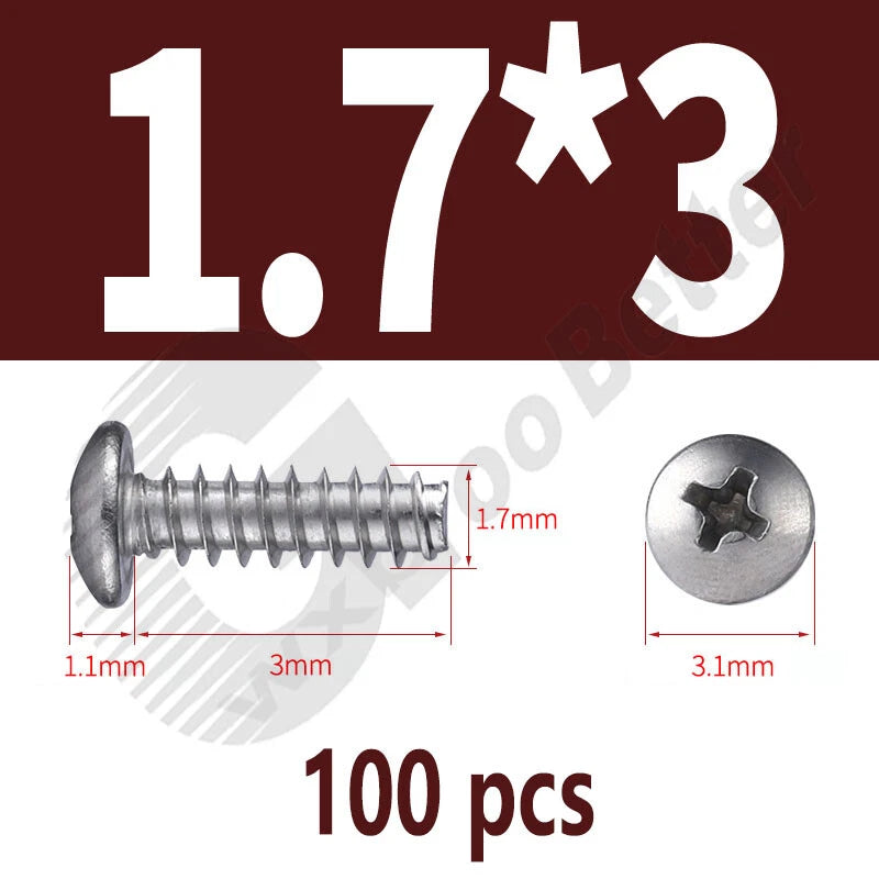 Pan Head Sheet Metal Screws Metric M1~M6 A2 Stainless Steel Sheet Metal Screws