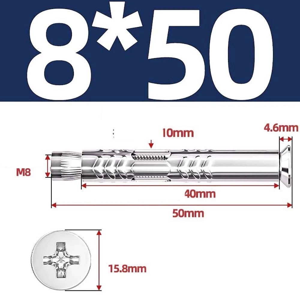 Sleeve Anchor Countersunk Phillips Expansion Bolts M6–M12 | 304/201 SS & Zinc