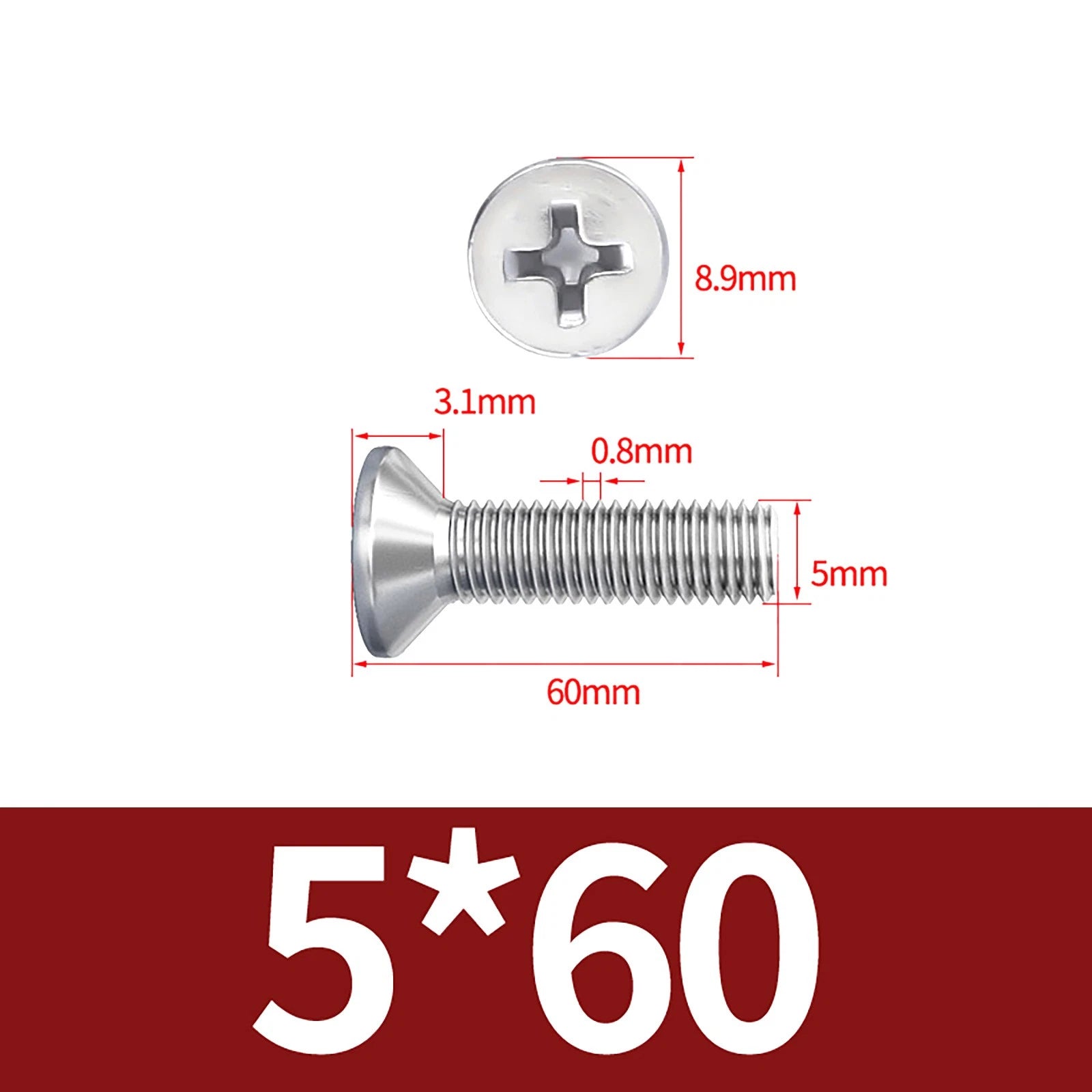 M3–M10 Phillips Countersunk Machine Screws – A2 Stainless Steel, Flat Head, Fully Threaded (3–100mm Overall Length)