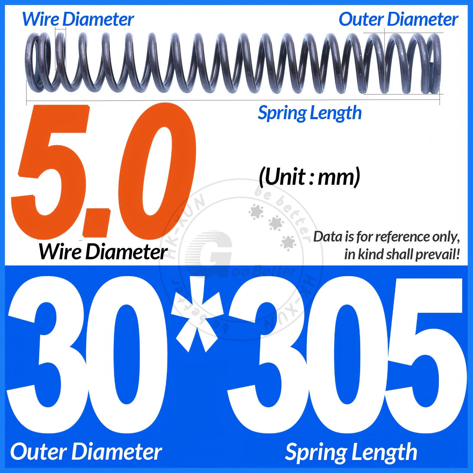Length 305mm Compression Spring Pressure Springs OD 3-60mm Wire Dia 0.3mm-6.0mm