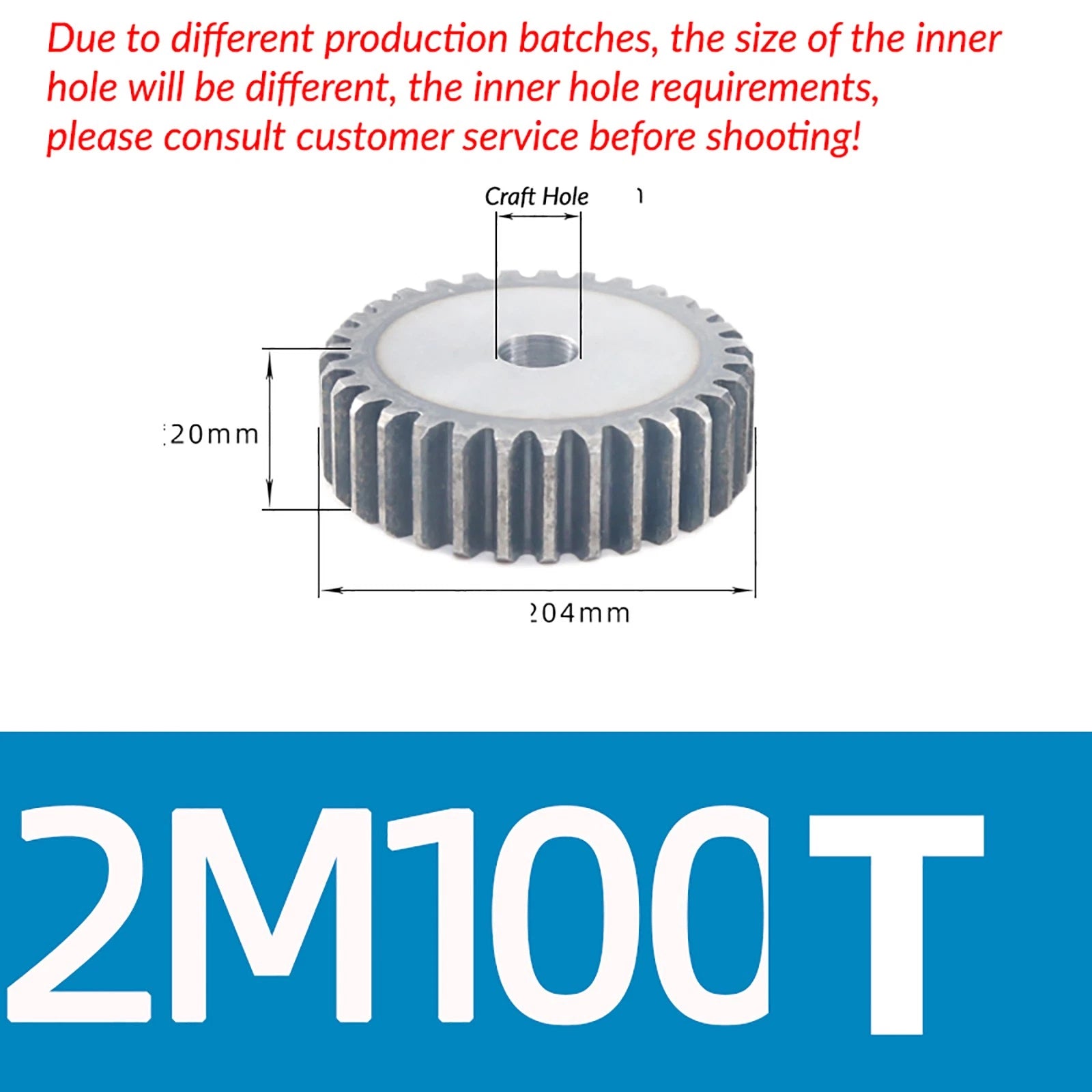 Mod 2 45# Steel Spur Gears Pinion Gear Thickn 20mm 10T - 100T Transmission Gear