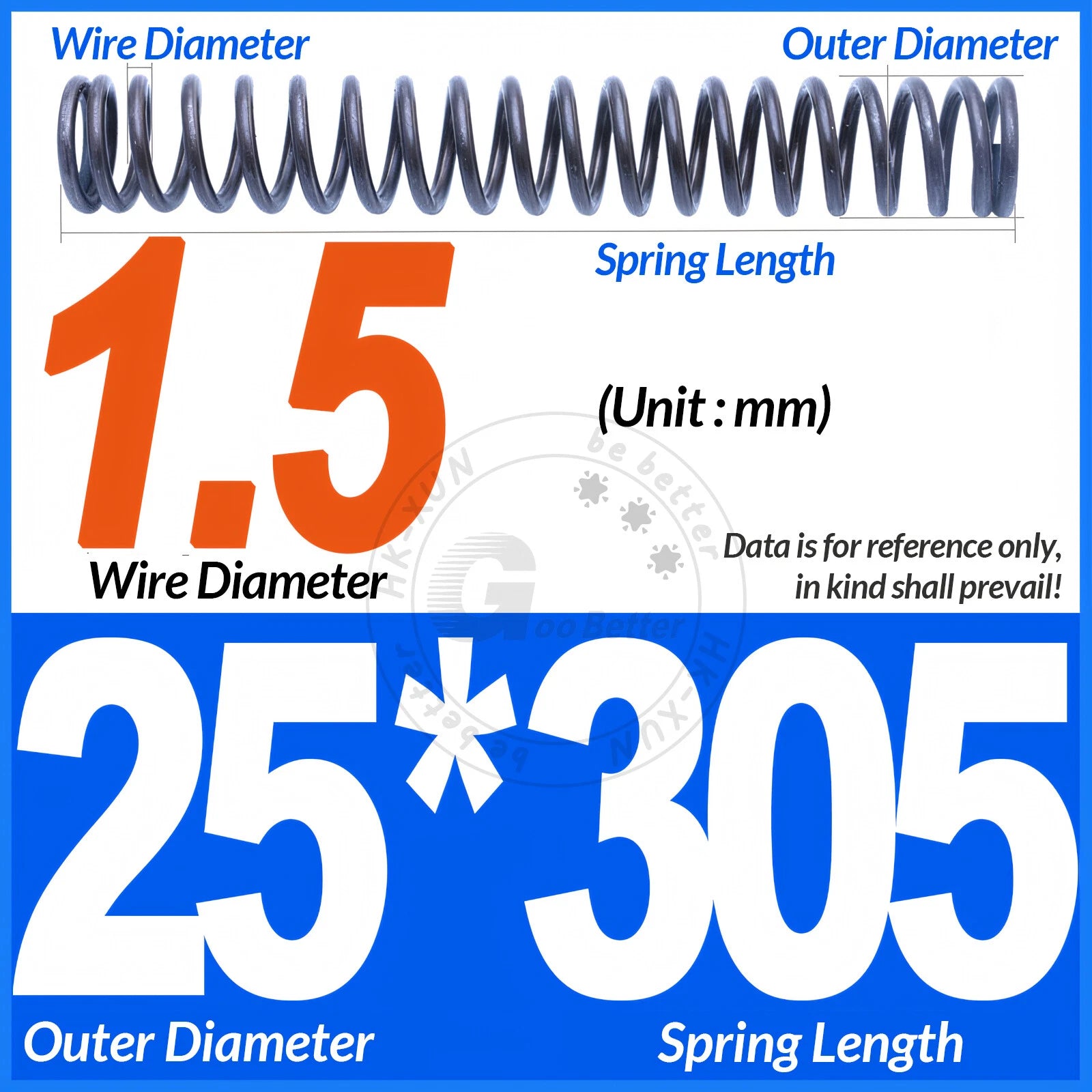 Length 305mm Compression Spring Pressure Springs OD 3-60mm Wire Dia 0.3mm-6.0mm