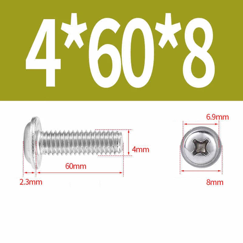 Phillips Flanged Pan Head Machine Screws – 304 / 316 Stainless Steel, Built‑in Washer (3–60mm Lengths)