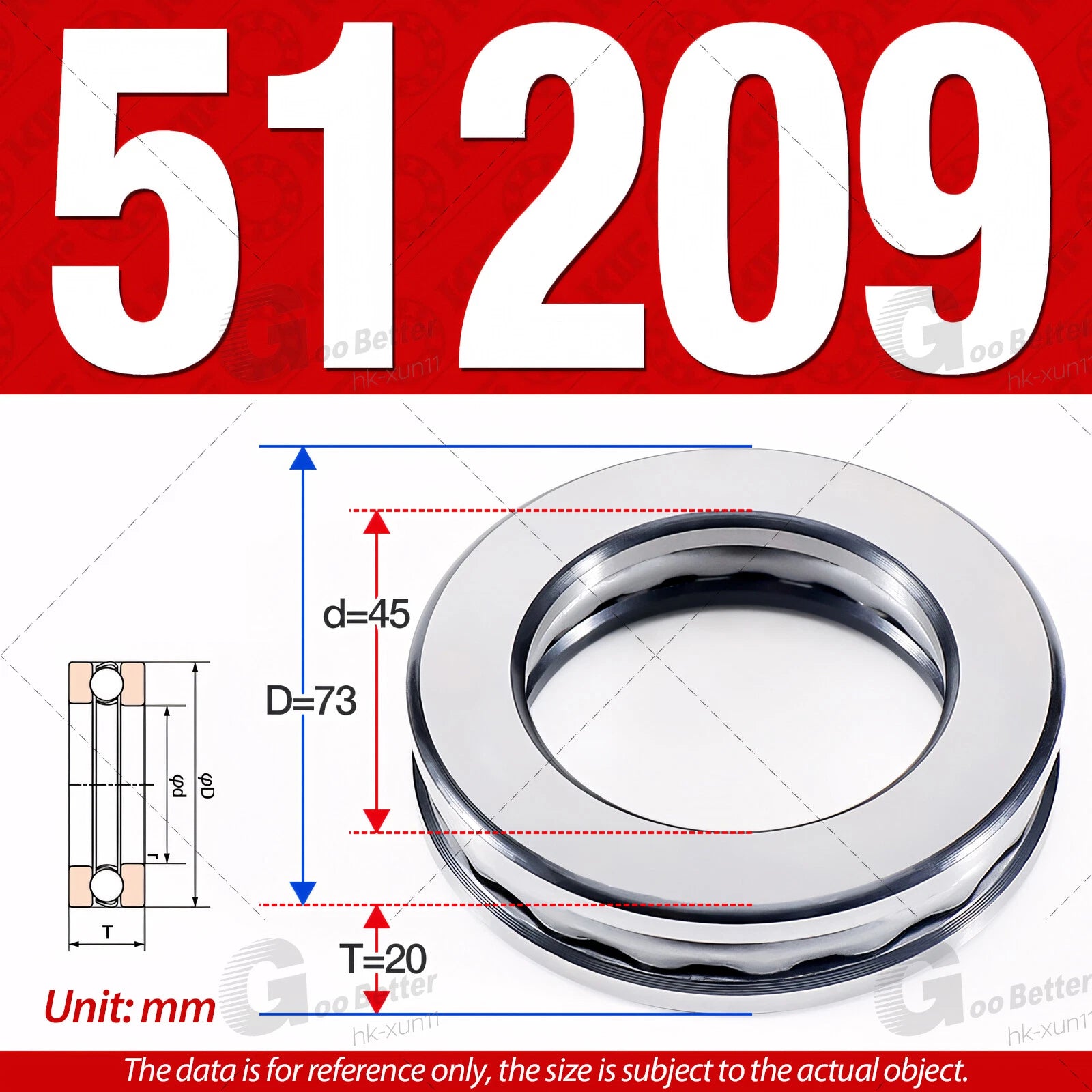 Plane Axial Ball Bearing Thrust Bearings F2-6M - F13-22M- 51100 - 51413 Series
