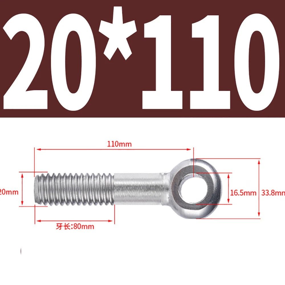M5 - M24 A2 304 Stainless Steel Partially Threaded Forged Eye Bolts with Rings for Wire Rope & Hanging - HomeDIYer