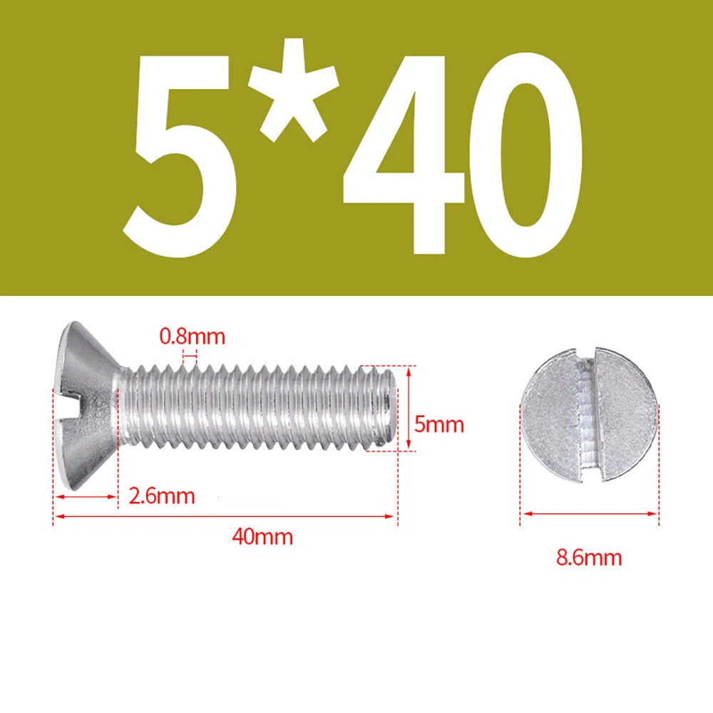 M1.6–M8 A2 Stainless Steel Flat Head Slotted Machine Screws | Countersunk Bolts
