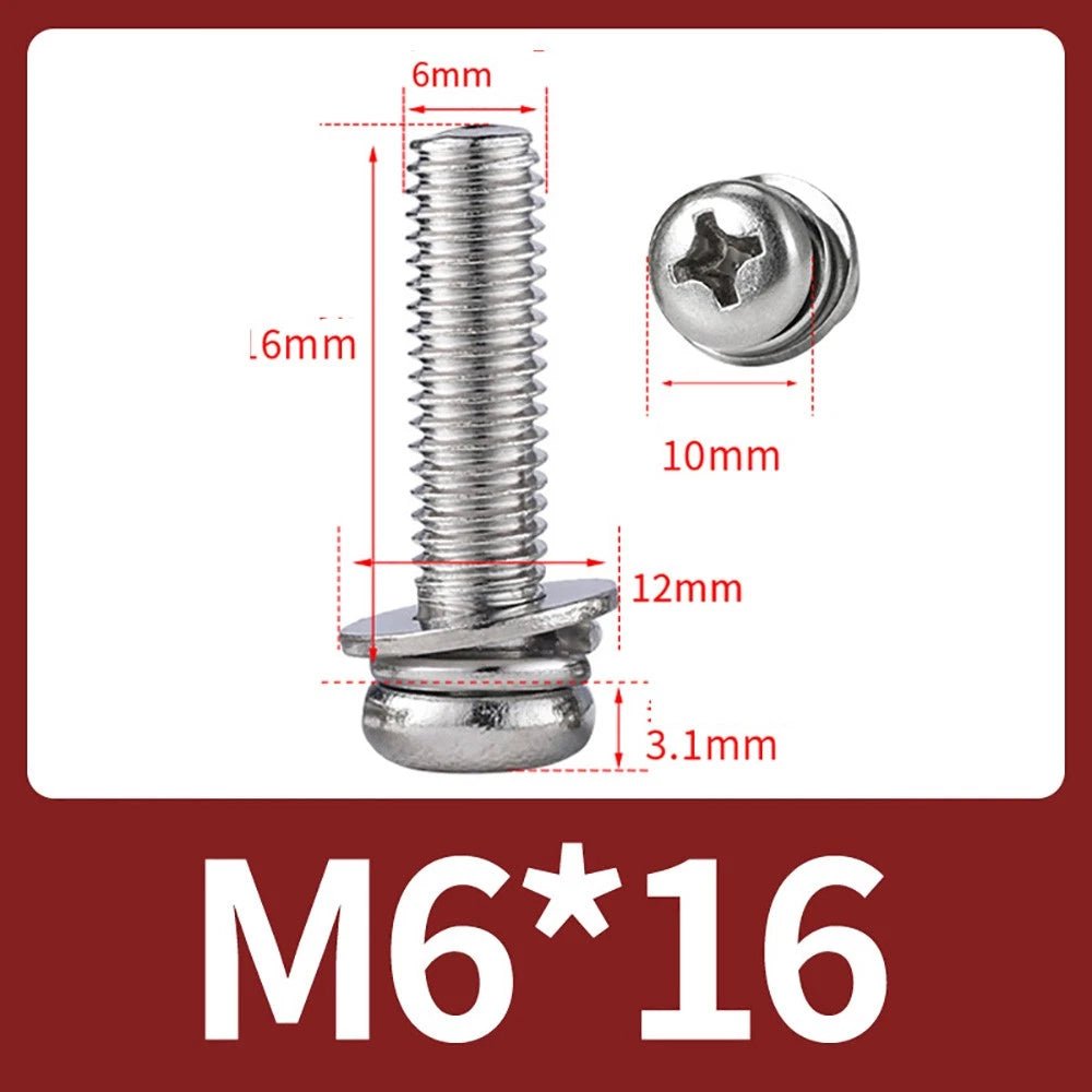 M2–M10 Phillips Button Head Machine Screws — 304 Stainless Steel - HomeDIYer