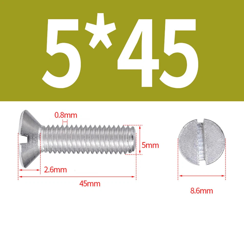 M1.6–M8 A2 Stainless Steel Flat Head Slotted Machine Screws | Countersunk Bolts