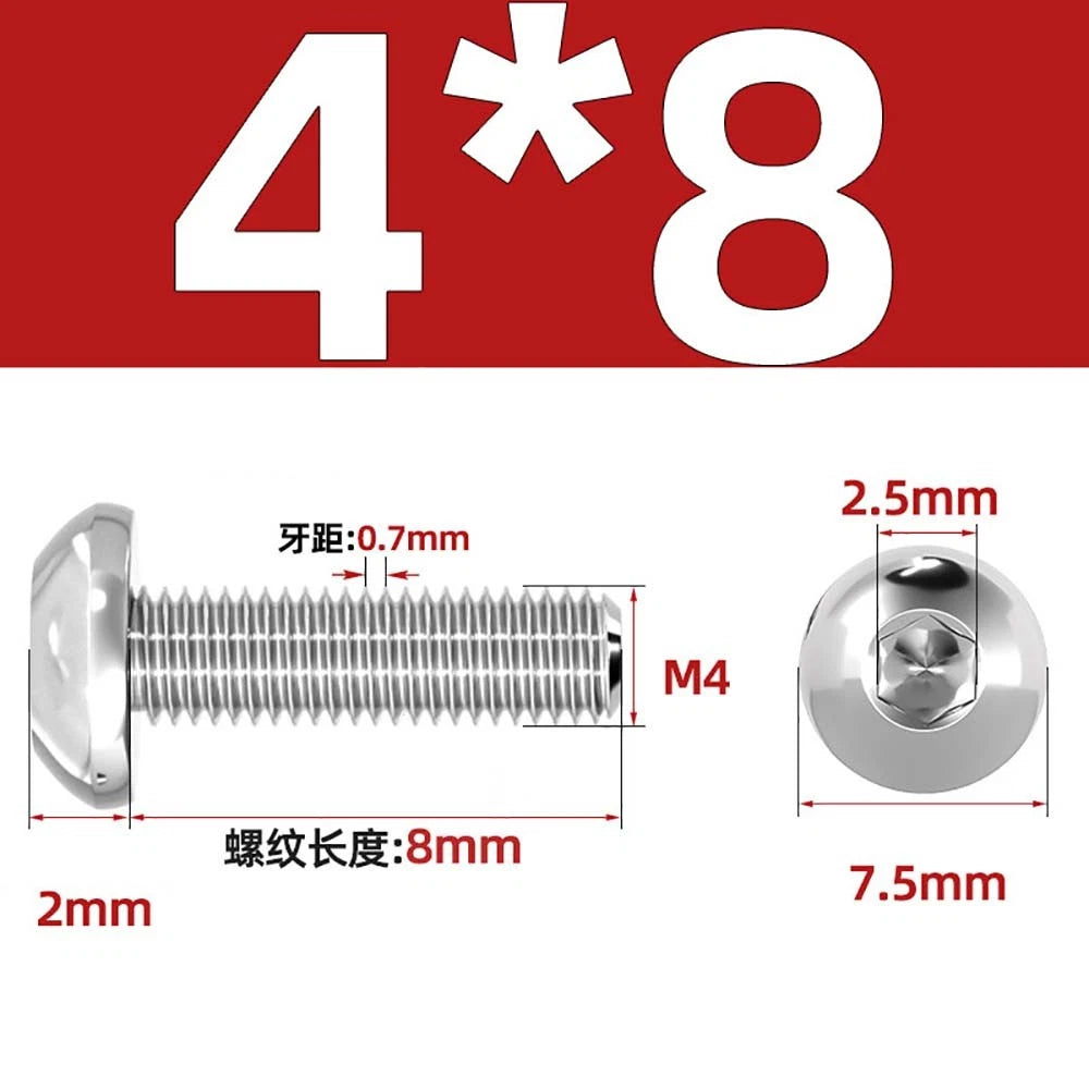 M1.6–M5 A2 Stainless Steel Button Head Socket Cap Screws – Round Pan Head, Hex Drive, Fully Threaded