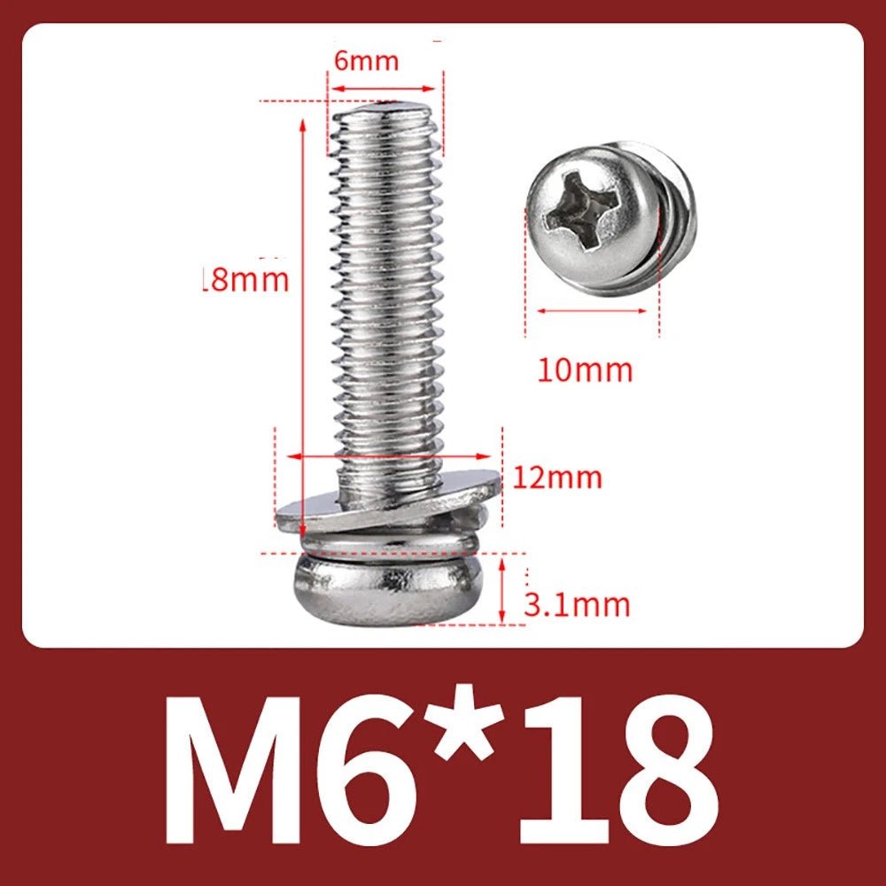 M2–M10 Phillips Button Head Machine Screws — 304 Stainless Steel - HomeDIYer