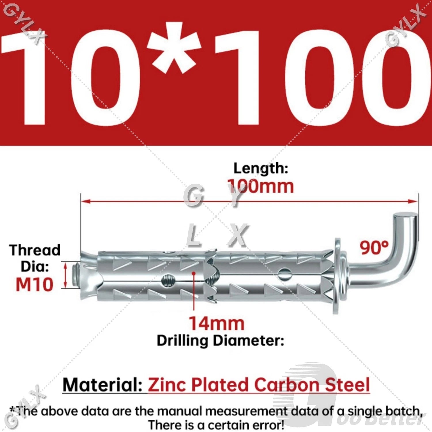 Galvanized Masonry Concrete Expansion Bolts — M6 M8 M10 M12 Wall Anchor Screws