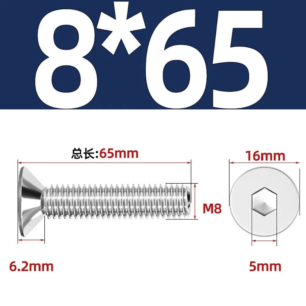 Countersunk Hex Socket Screws – A2 Stainless Steel, M2 to M16, DIN 7991, Fully Threaded