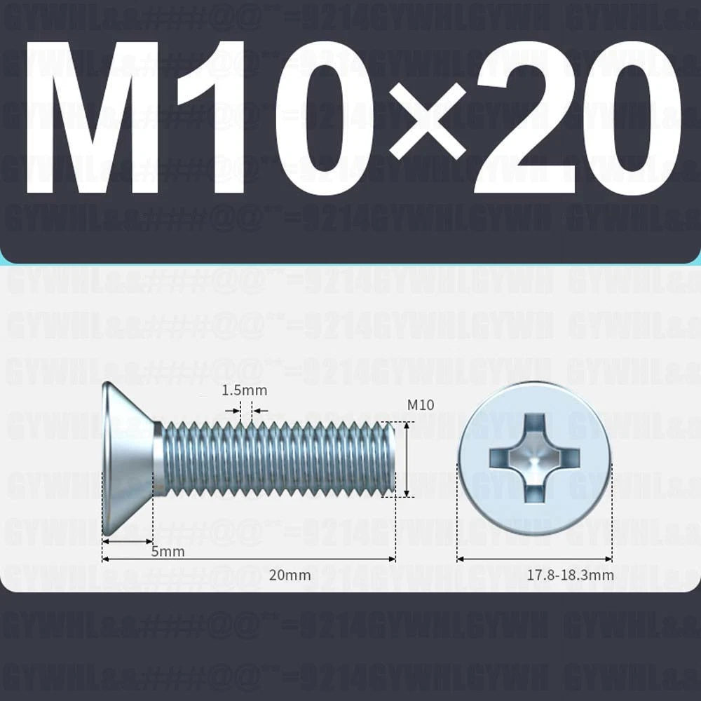 M3–M12 Zinc Plated Phillips Countersunk Machine Screws DIN 965 | Flat Head Bolts