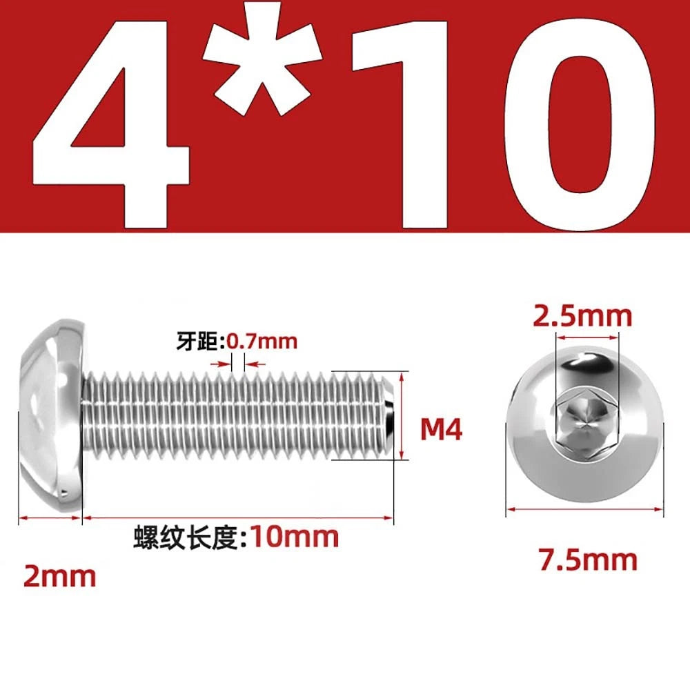 M1.6–M5 A2 Stainless Steel Button Head Socket Cap Screws – Round Pan Head, Hex Drive, Fully Threaded