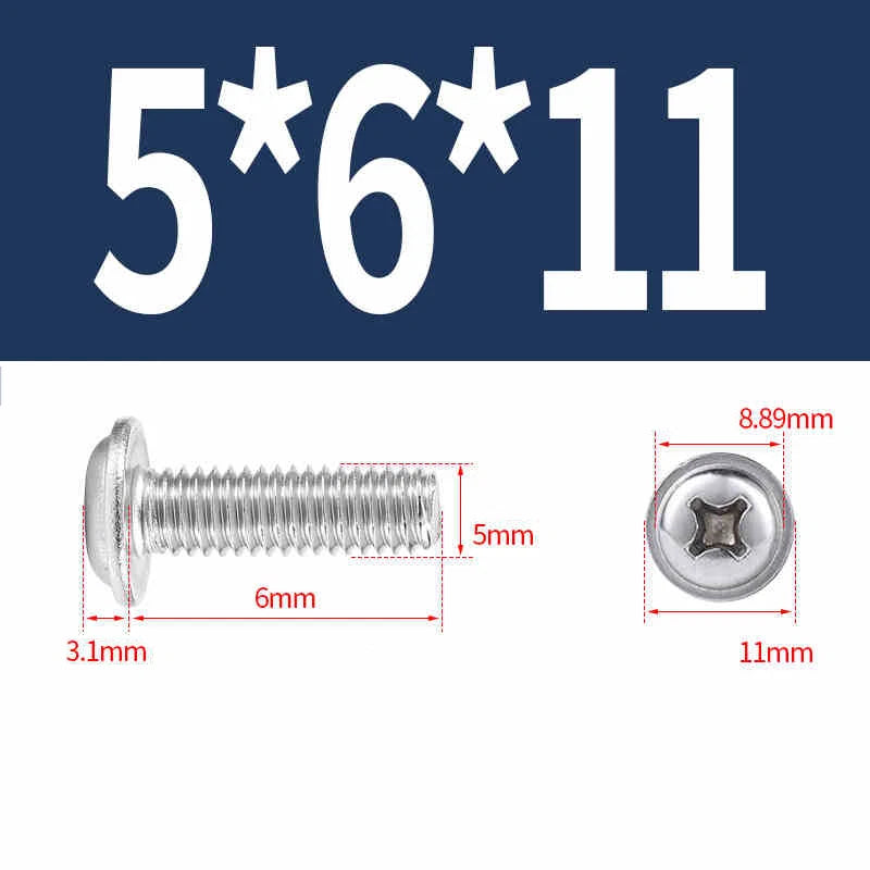 Phillips Flanged Pan Head Machine Screws – 304 / 316 Stainless Steel, Built‑in Washer (3–60mm Lengths)
