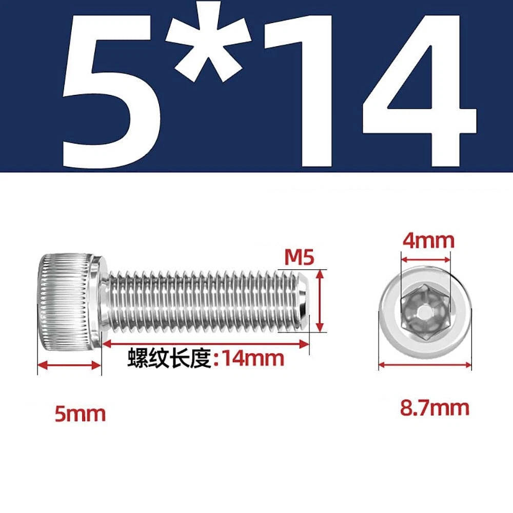 M3 M4 M5 Socket Head Cap Screws – A2 Stainless Steel, High Strength & Corrosion Resistant