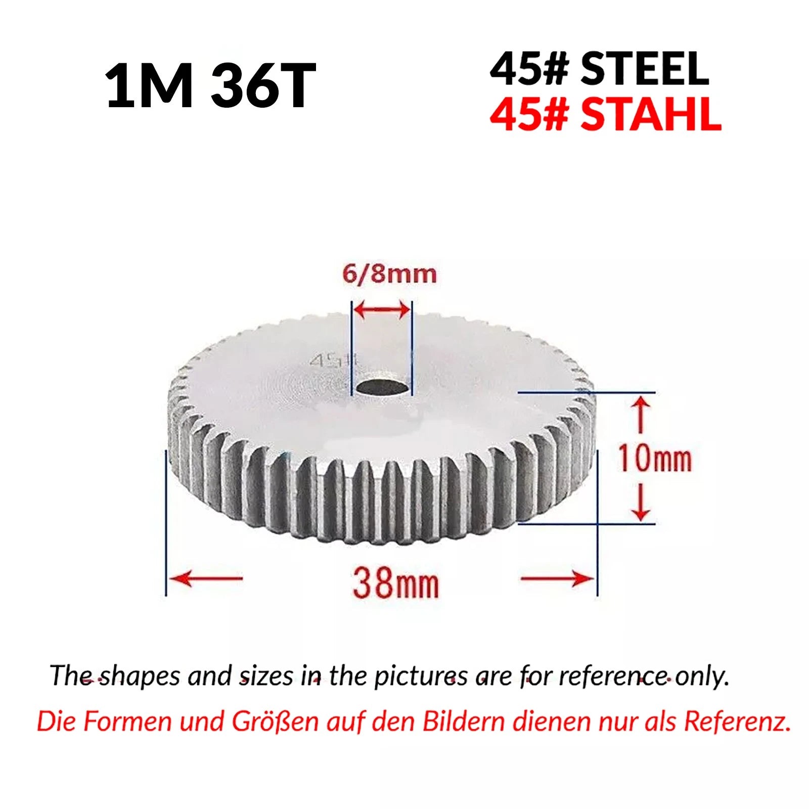 1/1.5/2 Mod 12T-150T Spur Gear 45# Steel Pinion Gear Thickn10-20mm Transmission