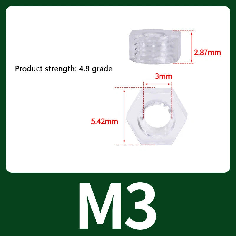 M2-M10 Clear Plastic Phillips Round/Pan Head Machine Screws Cross Screws Hex Nut