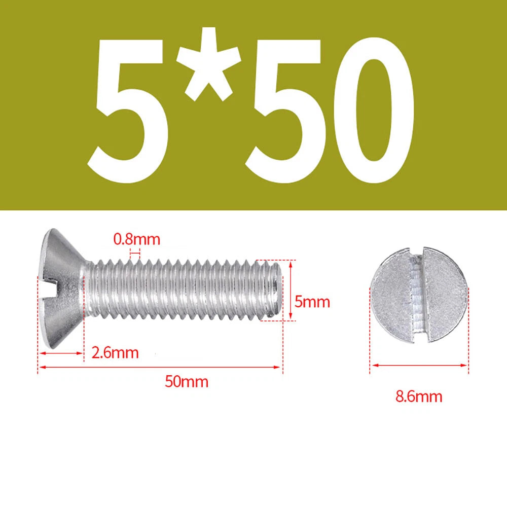 M1.6–M8 A2 Stainless Steel Flat Head Slotted Machine Screws | Countersunk Bolts