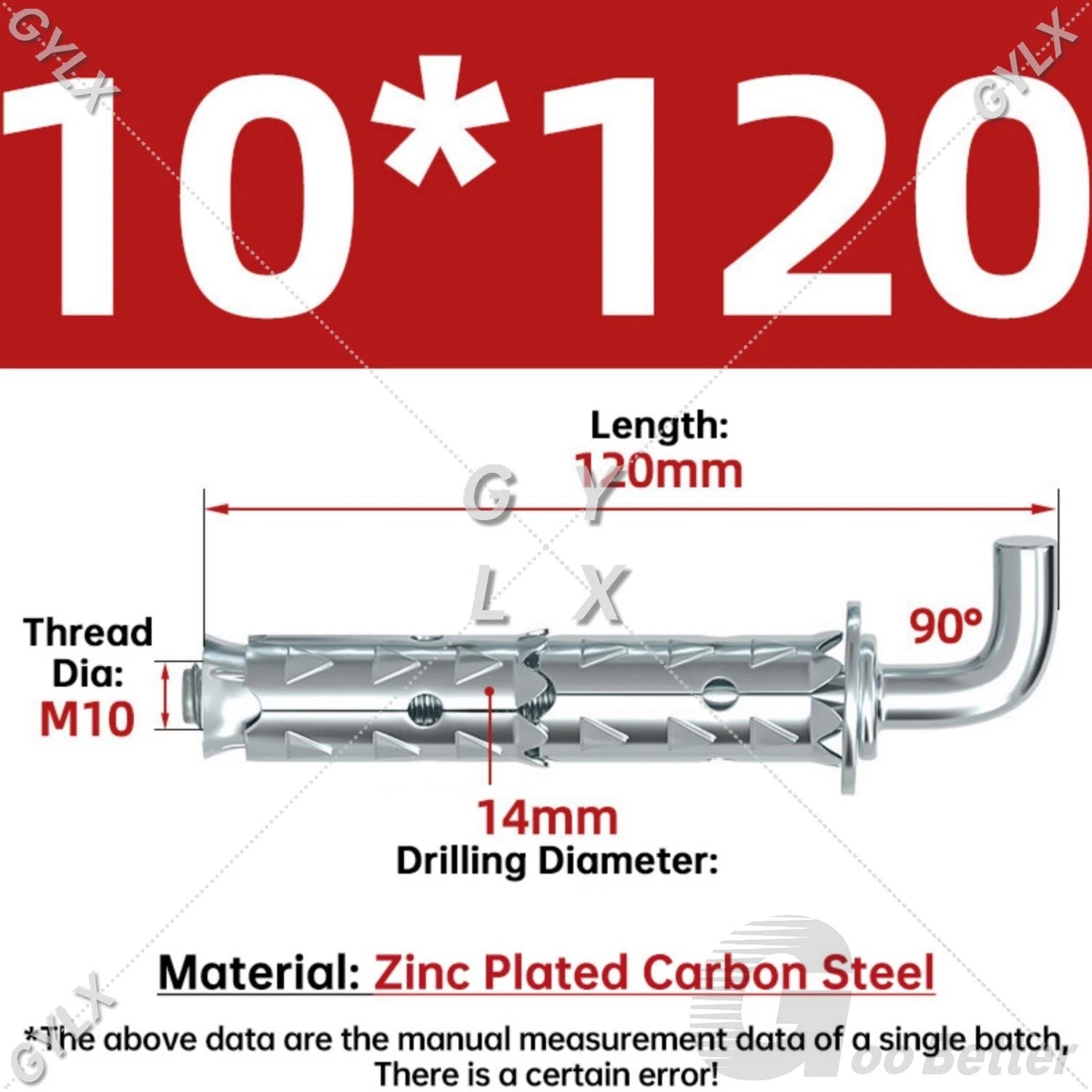 Galvanized Masonry Concrete Expansion Bolts — M6 M8 M10 M12 Wall Anchor Screws