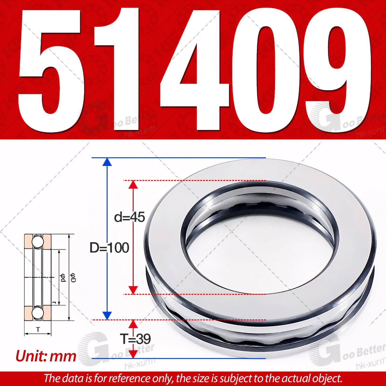 Plane Axial Ball Bearing Thrust Bearings F2-6M - F13-22M- 51100 - 51413 Series
