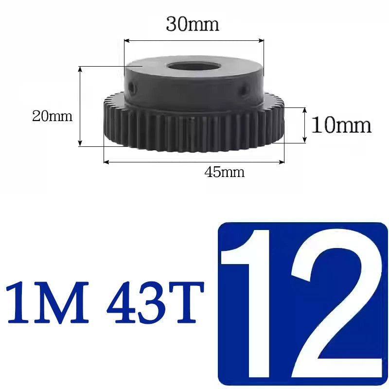 Spur Gears 1 Mod Transmission Gear With Step 45# Steel Pinion Motor Gear 30T~44T