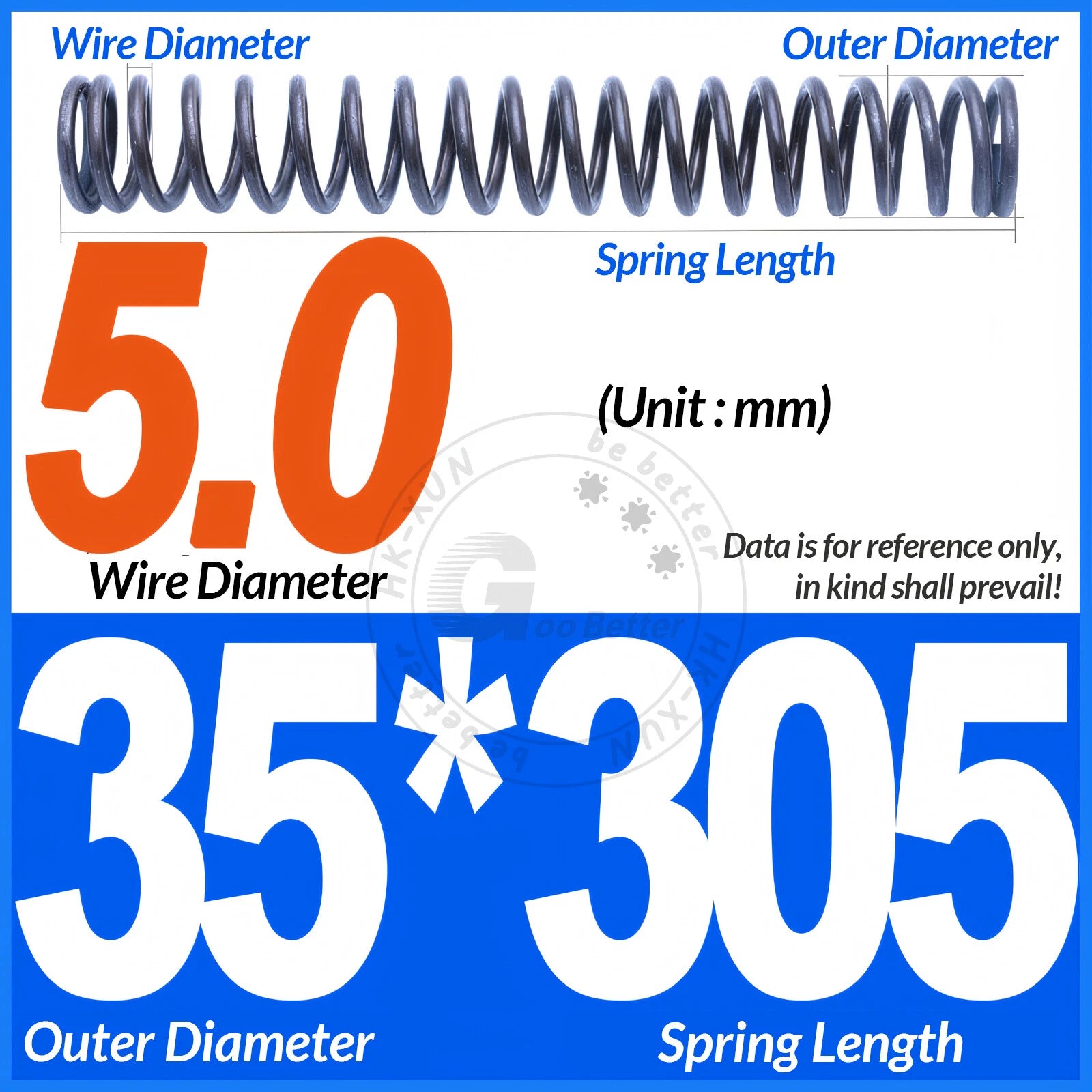 Length 305mm Compression Spring Pressure Springs OD 3-60mm Wire Dia 0.3mm-6.0mm