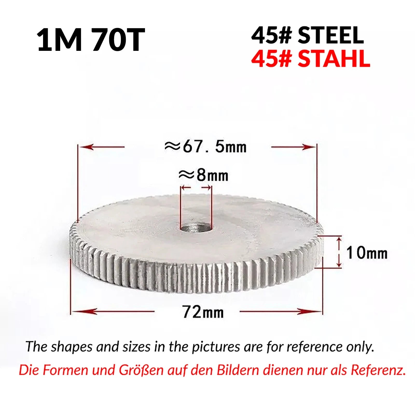 1/1.5/2 Mod 12T-150T Spur Gear 45# Steel Pinion Gear Thickn10-20mm Transmission