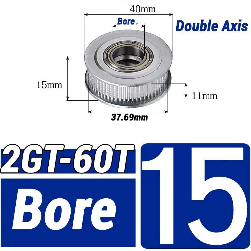 GT2 Timing Belt Pulley 16-100 Teeth 6-10mm Teeth Width Bore 3mm-25mm For 3D