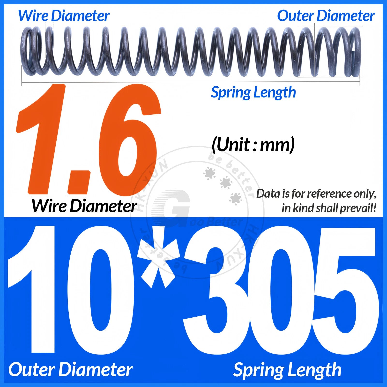 Length 305mm Compression Spring Pressure Springs OD 3-60mm Wire Dia 0.3mm-6.0mm